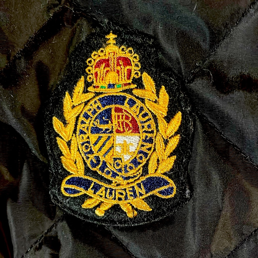 Ralph Lauren quilted black,Logo embossed crest patch size small